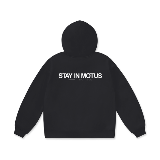 "Stay in Motus" Box Logo Oversized Heavyweight Hoodie